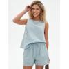 imageEXLURA Womens Summer 2 Piece Outfits Sleeveless Tank Top Matching Shorts Sets Cotton Striped Sweatsuits Vacation Beach 2025Blue Green