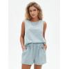 imageEXLURA Womens Summer 2 Piece Outfits Sleeveless Tank Top Matching Shorts Sets Cotton Striped Sweatsuits Vacation Beach 2025Blue Green