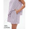 imageEXLURA Womens Summer 2 Piece Outfits Sleeveless Tank Top Matching Shorts Sets Cotton Striped Sweatsuits Vacation Beach 2025Purple