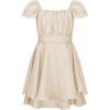 imageEXLURA Casual Short Cap Sleeve Girls Tie Back A Line Ruffle Hem Junior Teenage Kids Short Mini Dress Size 615 YearsBeige