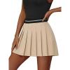 imageEXLURA Womens Mini Pleated Skirts High Waist Stretchy School Girl Outfit A Line Golf Tennis Skirt Skort Lining Shorts 2024Khaki