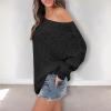 imageEXLURA Womens 2023 Off Shoulder Sweater Batwing Sleeve Loose Oversized Pullover Knit Jumper