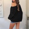 imageEXLURA Womens 2023 Off Shoulder Sweater Batwing Sleeve Loose Oversized Pullover Knit Jumper