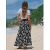 imageEXLURA Womens Elastic High Waist Flared Maxi Skirts Floral Swing Midi Skirt Casual Summer Long Skirt Beach Vacation ResortBlack Floral