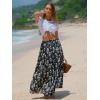 imageEXLURA Womens Elastic High Waist Flared Maxi Skirts Floral Swing Midi Skirt Casual Summer Long Skirt Beach Vacation ResortBlack Floral