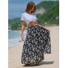 imageEXLURA Womens Elastic High Waist Flared Maxi Skirts Floral Swing Midi Skirt Casual Summer Long Skirt Beach Vacation ResortBlack Floral