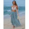 imageEXLURA Womens Elastic High Waist Flared Maxi Skirts Floral Swing Midi Skirt Casual Summer Long Skirt Beach Vacation ResortGreen Floral