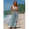 imageEXLURA Womens Elastic High Waist Flared Maxi Skirts Floral Swing Midi Skirt Casual Summer Long Skirt Beach Vacation ResortGreen Floral