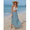 imageEXLURA Womens Elastic High Waist Flared Maxi Skirts Floral Swing Midi Skirt Casual Summer Long Skirt Beach Vacation ResortGreen Floral