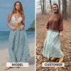 imageEXLURA Womens Elastic High Waist Flared Maxi Skirts Floral Swing Midi Skirt Casual Summer Long Skirt Beach Vacation ResortGreen Floral