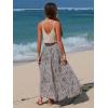 imageEXLURA Womens Elastic High Waist Flared Maxi Skirts Floral Swing Midi Skirt Casual Summer Long Skirt Beach Vacation ResortGrey Floral