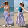 imageEXLURA Womens Elastic High Waist Flared Maxi Skirts Floral Swing Midi Skirt Casual Summer Long Skirt Beach Vacation ResortPurple Floral