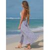 imageEXLURA Womens Elastic High Waist Flared Maxi Skirts Floral Swing Midi Skirt Casual Summer Long Skirt Beach Vacation ResortPurple Floral