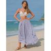 imageEXLURA Womens Elastic High Waist Flared Maxi Skirts Floral Swing Midi Skirt Casual Summer Long Skirt Beach Vacation ResortPurple Floral