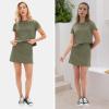 imageEXLURA Womens Summer 2 Piece Short Skirt Sets Short Sleeve Tshirt Matching Tennis Skort Dressy Cotton Travel Vacation OutfitsArmy Green