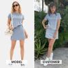 imageEXLURA Womens Summer 2 Piece Short Skirt Sets Short Sleeve Tshirt Matching Tennis Skort Dressy Cotton Travel Vacation OutfitsBlue
