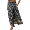 imageEXLURA Womens Elastic High Waist Flared Maxi Skirts Floral Swing Midi Skirt Casual Summer Long Skirt Beach Vacation ResortBlack Floral