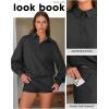 imageEXLURA Women Two Piece Sets 2025 Casual Polo Sweatshirt Skorts Matching Set Short Tennis Skirt Fall Workout Tracksuit OutfitsBlack