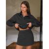 imageEXLURA Women Two Piece Sets 2025 Casual Polo Sweatshirt Skorts Matching Set Short Tennis Skirt Fall Workout Tracksuit OutfitsBlack