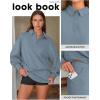 imageEXLURA Women Two Piece Sets 2025 Casual Polo Sweatshirt Skorts Matching Set Short Tennis Skirt Fall Workout Tracksuit OutfitsGrey Blue