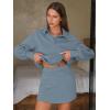 imageEXLURA Women Two Piece Sets 2025 Casual Polo Sweatshirt Skorts Matching Set Short Tennis Skirt Fall Workout Tracksuit OutfitsGrey Blue