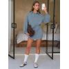 imageEXLURA Women Two Piece Sets 2025 Casual Polo Sweatshirt Skorts Matching Set Short Tennis Skirt Fall Workout Tracksuit OutfitsGrey Blue