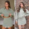 imageEXLURA Women Two Piece Sets 2025 Casual Polo Sweatshirt Skorts Matching Set Short Tennis Skirt Fall Workout Tracksuit OutfitsGrey Green