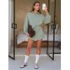 imageEXLURA Women Two Piece Sets 2025 Casual Polo Sweatshirt Skorts Matching Set Short Tennis Skirt Fall Workout Tracksuit OutfitsGrey Green