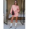 imageEXLURA Women Two Piece Sets 2025 Casual Polo Sweatshirt Skorts Matching Set Short Tennis Skirt Fall Workout Tracksuit OutfitsPink