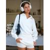 imageEXLURA Women Two Piece Sets 2025 Casual Polo Sweatshirt Skorts Matching Set Short Tennis Skirt Fall Workout Tracksuit OutfitsWhite