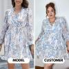 imageEXLURA Womens 2023 Casual Long Sleeve Ruffle Short Dress VNeck Floral Fall Short Mini Dresses