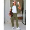 imageEXLURA Womens Cotton Sweatsuits 2 Piece Set Long Sleeve Cold Shoulder Pullover Tops Sweat Pants Lounge Sets Travel TracksuitAmry Green