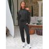 imageEXLURA Womens Cotton Sweatsuits 2 Piece Set Long Sleeve Cold Shoulder Pullover Tops Sweat Pants Lounge Sets Travel TracksuitBlack