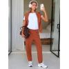 imageEXLURA Womens Cotton Sweatsuits 2 Piece Set Long Sleeve Cold Shoulder Pullover Tops Sweat Pants Lounge Sets Travel TracksuitCaramel