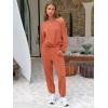 imageEXLURA Womens Cotton Sweatsuits 2 Piece Set Long Sleeve Cold Shoulder Pullover Tops Sweat Pants Lounge Sets Travel TracksuitCaramel