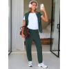 imageEXLURA Womens Cotton Sweatsuits 2 Piece Set Long Sleeve Cold Shoulder Pullover Tops Sweat Pants Lounge Sets Travel TracksuitDark Green