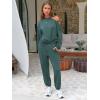 imageEXLURA Womens Cotton Sweatsuits 2 Piece Set Long Sleeve Cold Shoulder Pullover Tops Sweat Pants Lounge Sets Travel TracksuitDark Green