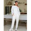 imageEXLURA Womens Cotton Sweatsuits 2 Piece Set Long Sleeve Cold Shoulder Pullover Tops Sweat Pants Lounge Sets Travel TracksuitWhite