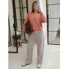 imageEXLURA Womens Oversized Pullover Sweaters Long Sleeve V Neck Knit Loose Off The Shoulder Sweater Tops Fall Winter Trendy 2025Dusty Orange