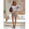 imageEXLURA Womens Oversized Pullover Sweaters Long Sleeve V Neck Knit Loose Off The Shoulder Sweater Tops Fall Winter Trendy 2025Light Khaki