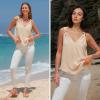 imageEXLURA Womens Summer Tank Top Business Casual V Neck Knotted Sleeveless Blouses Fashion Trendy Dressy Work Shirt Outfits 2025Apricot