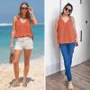 imageEXLURA Womens Summer Tank Top Business Casual V Neck Knotted Sleeveless Blouses Fashion Trendy Dressy Work Shirt Outfits 2025Caramel