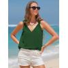 imageEXLURA Womens Summer Tank Top Business Casual V Neck Knotted Sleeveless Blouses Fashion Trendy Dressy Work Shirt Outfits 2025Dark Green