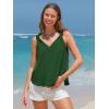 imageEXLURA Womens Summer Tank Top Business Casual V Neck Knotted Sleeveless Blouses Fashion Trendy Dressy Work Shirt Outfits 2025Dark Green