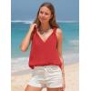 imageEXLURA Womens Summer Tank Top Business Casual V Neck Knotted Sleeveless Blouses Fashion Trendy Dressy Work Shirt Outfits 2025Red