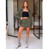 imageEXLURA Womens Sweatsuits 2 Piece Outfits Zip Up Sweatshirts Matching Skort Casual Sweat Set Tennis Jogger Tracksuit Fall 2025Army Green