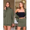 imageEXLURA Womens Sweatsuits 2 Piece Outfits Zip Up Sweatshirts Matching Skort Casual Sweat Set Tennis Jogger Tracksuit Fall 2025Army Green