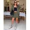 imageEXLURA Womens Sweatsuits 2 Piece Outfits Zip Up Sweatshirts Matching Skort Casual Sweat Set Tennis Jogger Tracksuit Fall 2025Army Green