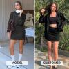 imageEXLURA Womens Sweatsuits 2 Piece Outfits Zip Up Sweatshirts Matching Skort Casual Sweat Set Tennis Jogger Tracksuit Fall 2025Black