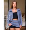 imageEXLURA Womens Sweatsuits 2 Piece Outfits Zip Up Sweatshirts Matching Skort Casual Sweat Set Tennis Jogger Tracksuit Fall 2025Grey Blue